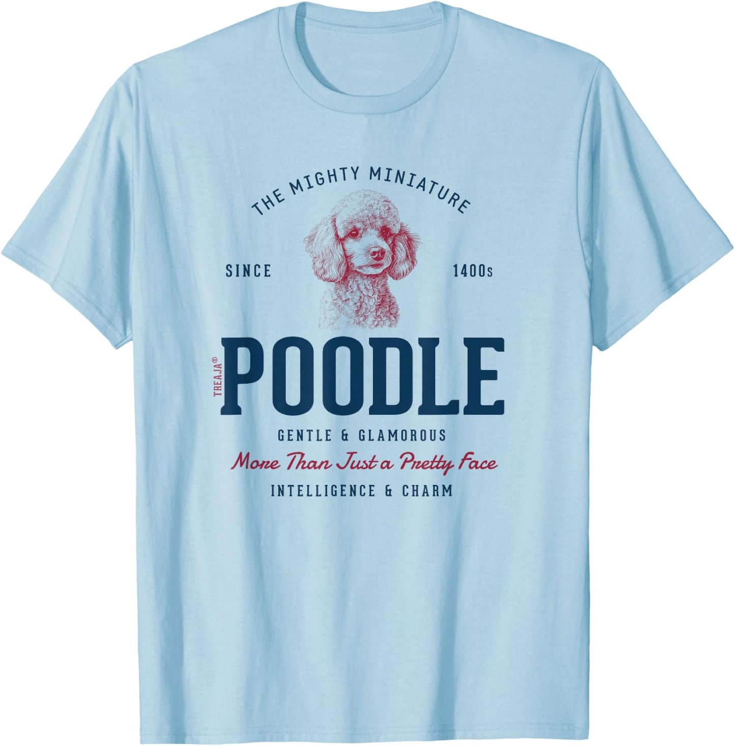 Retro Styled Vintage Miniature Poodle T-Shirt - T-Shirt | Light Blue
