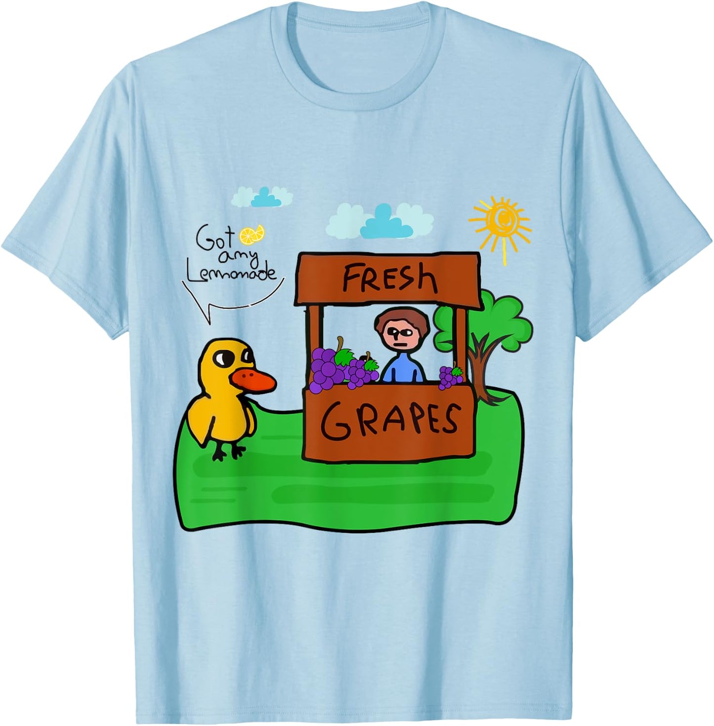 Fresh Grapes Got Any Ice Lemonade Stand, Funny Cute Duck T-Shirt - T-Shirt | Light Blue