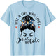 Just A Girl Who Loves Jesus And Cats Christian Gifts Kitty T-Shirt - T-Shirt | Light Blue