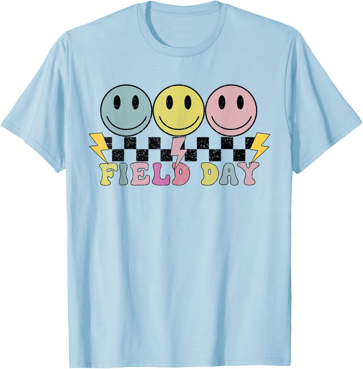 Hippie Retro Field Day Design for Kids, Teachers Field Day T-Shirt - T-Shirt | Light Blue
