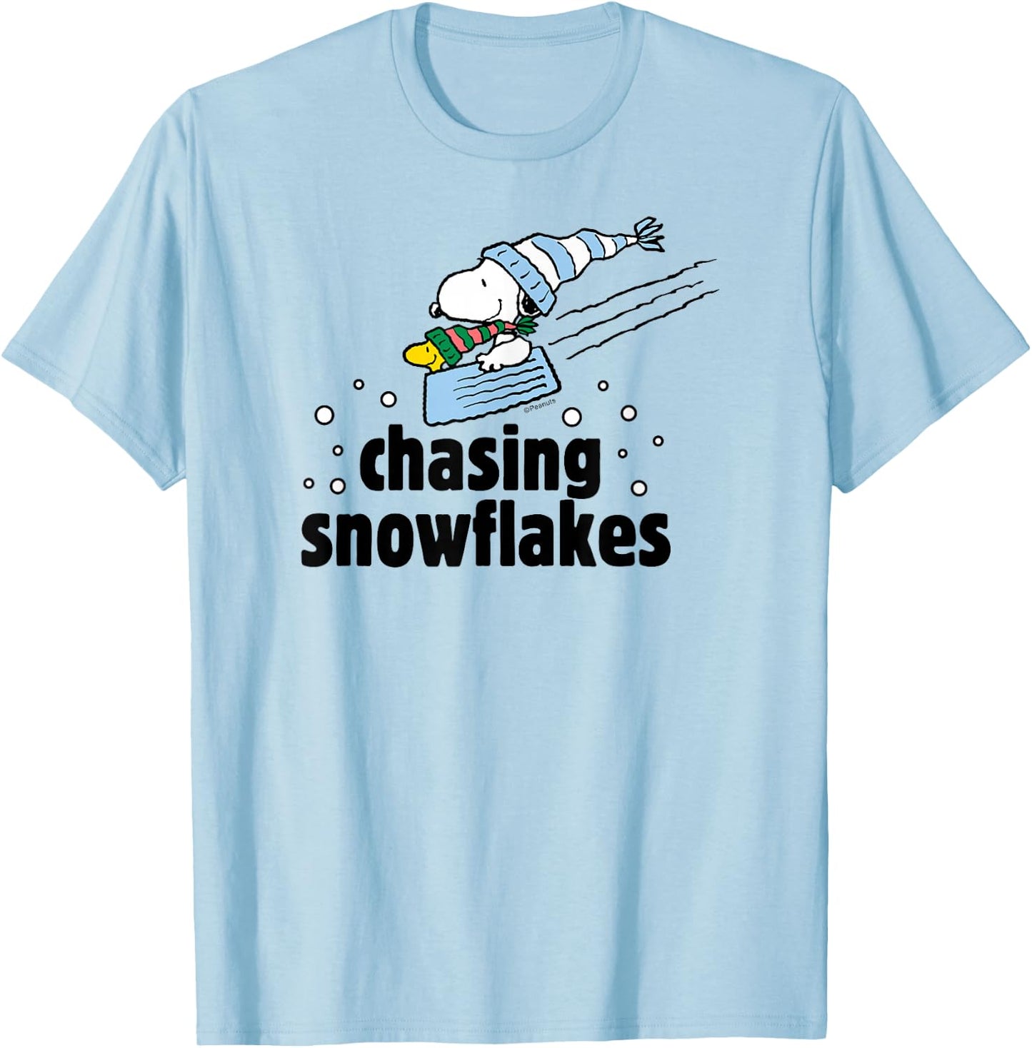 Peanuts - Chasing Snowflakes T-Shirt - T-Shirt | Light Blue