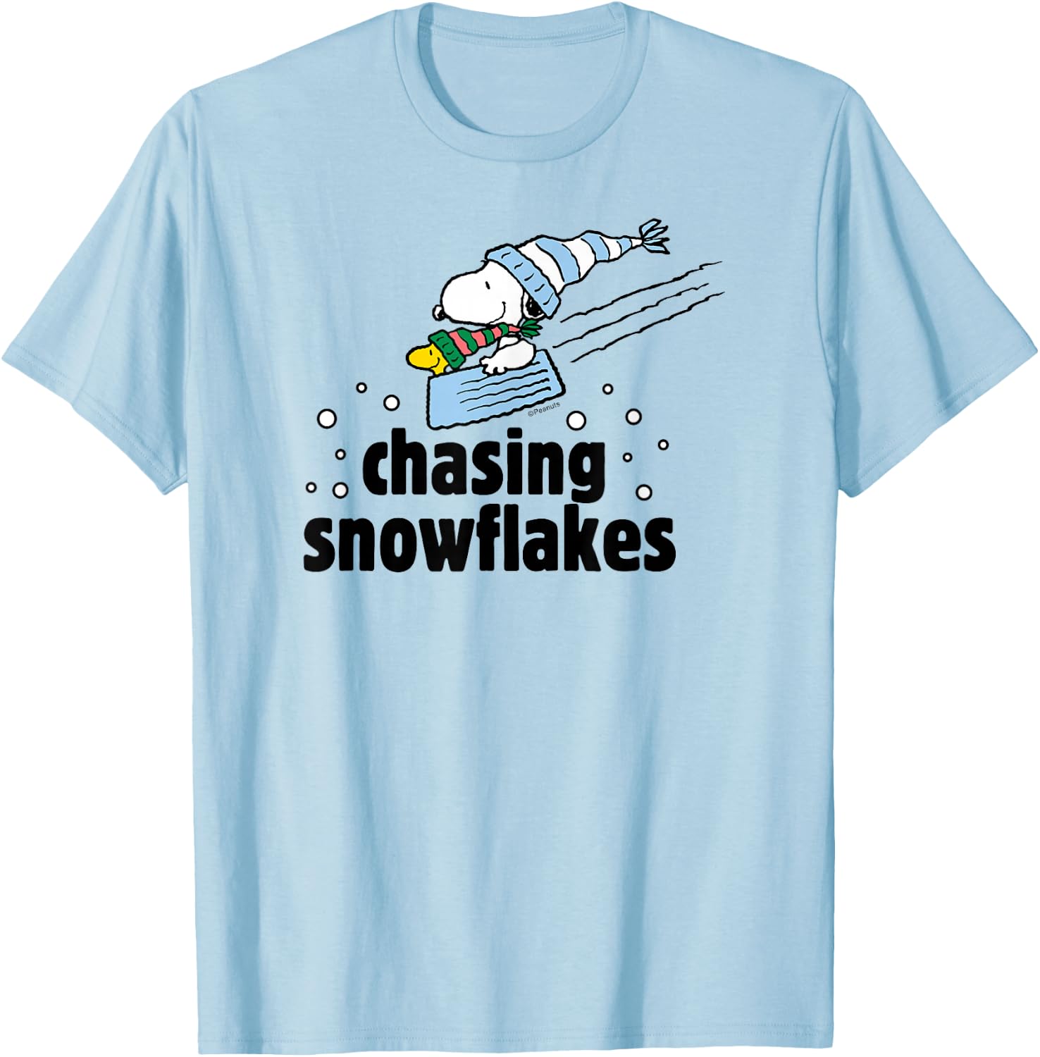 Peanuts - Chasing Snowflakes T-Shirt - T-Shirt | Light Blue