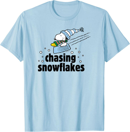 Peanuts - Chasing Snowflakes T-Shirt - T-Shirt | Light Blue