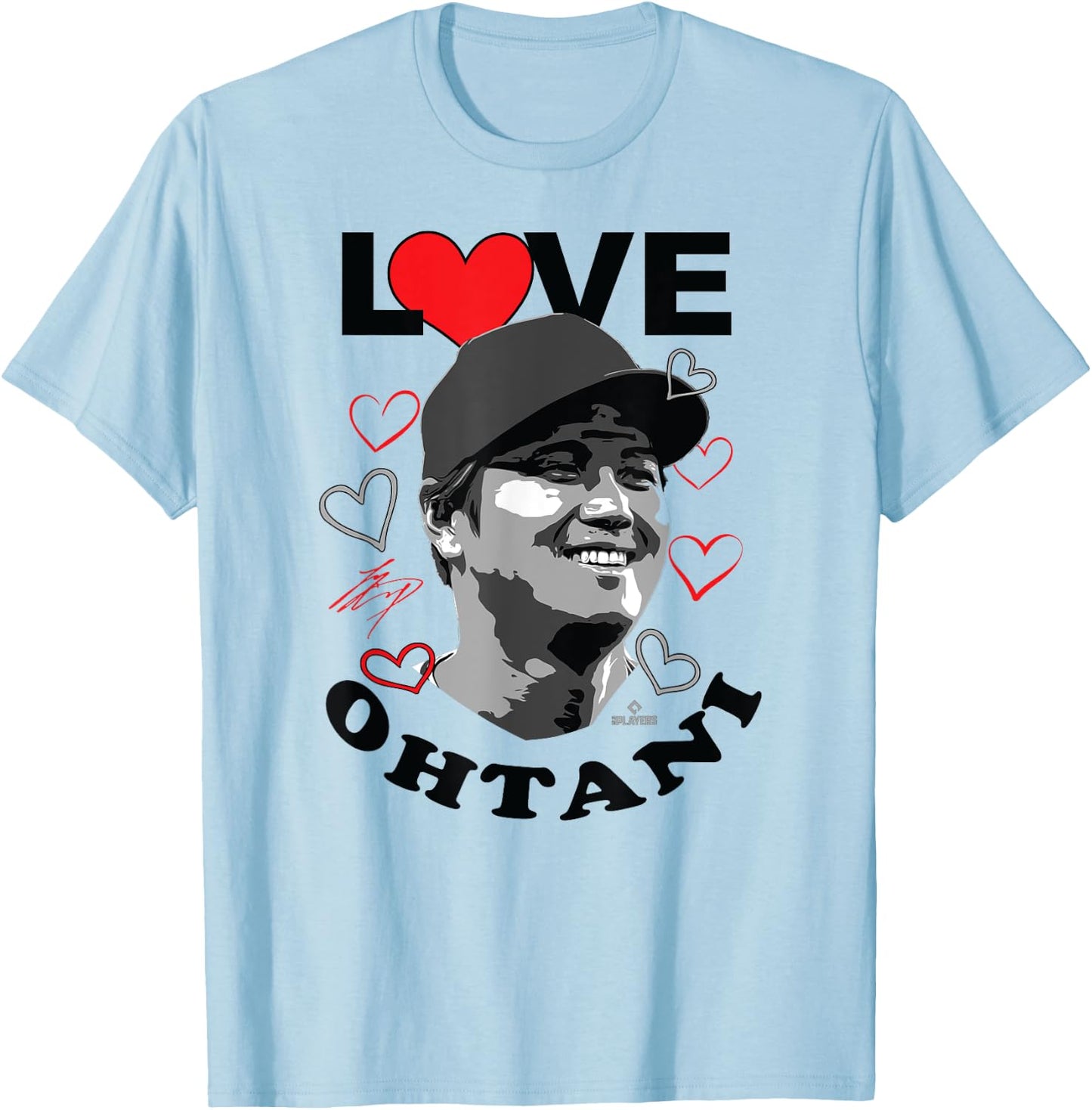 Love Shohei Ohtani Valentine Los Angeles Baseball MLBPA T-Shirt - T-Shirt | Light Blue