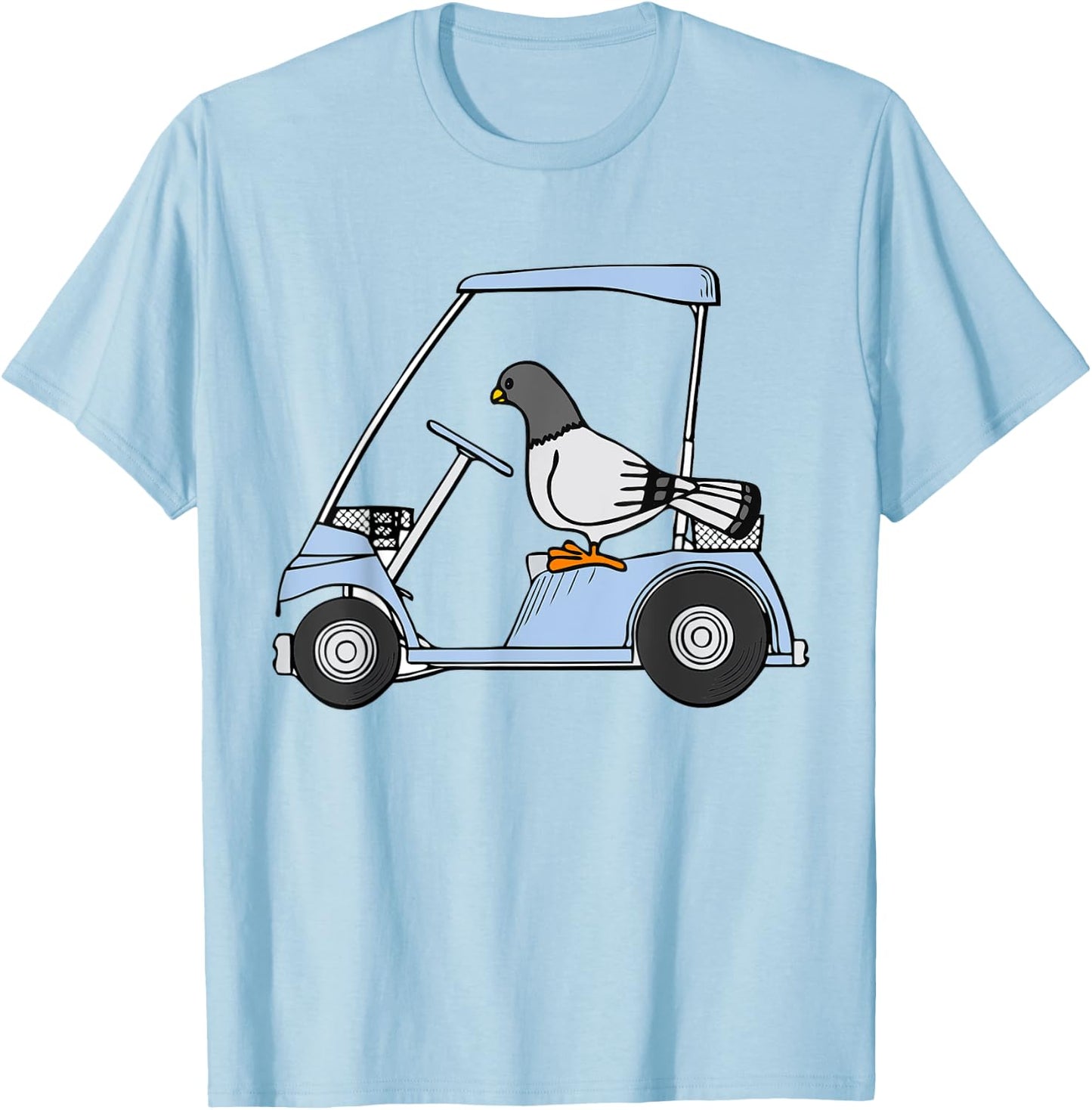 Golf Cart Shirt Cute Golf Cart with Bird for Kids T-Shirt - T-Shirt | Light Blue