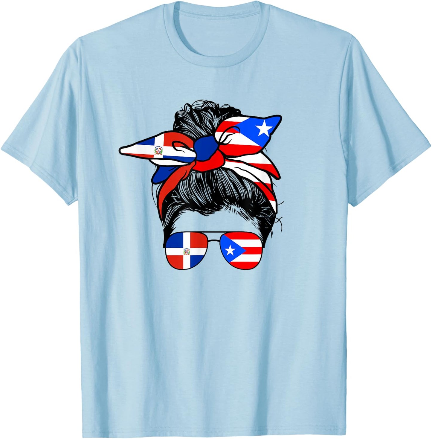 Half Dominican And Puerto Rican Rico Flag DominiRican Girl T-Shirt - T-Shirt | Light Blue