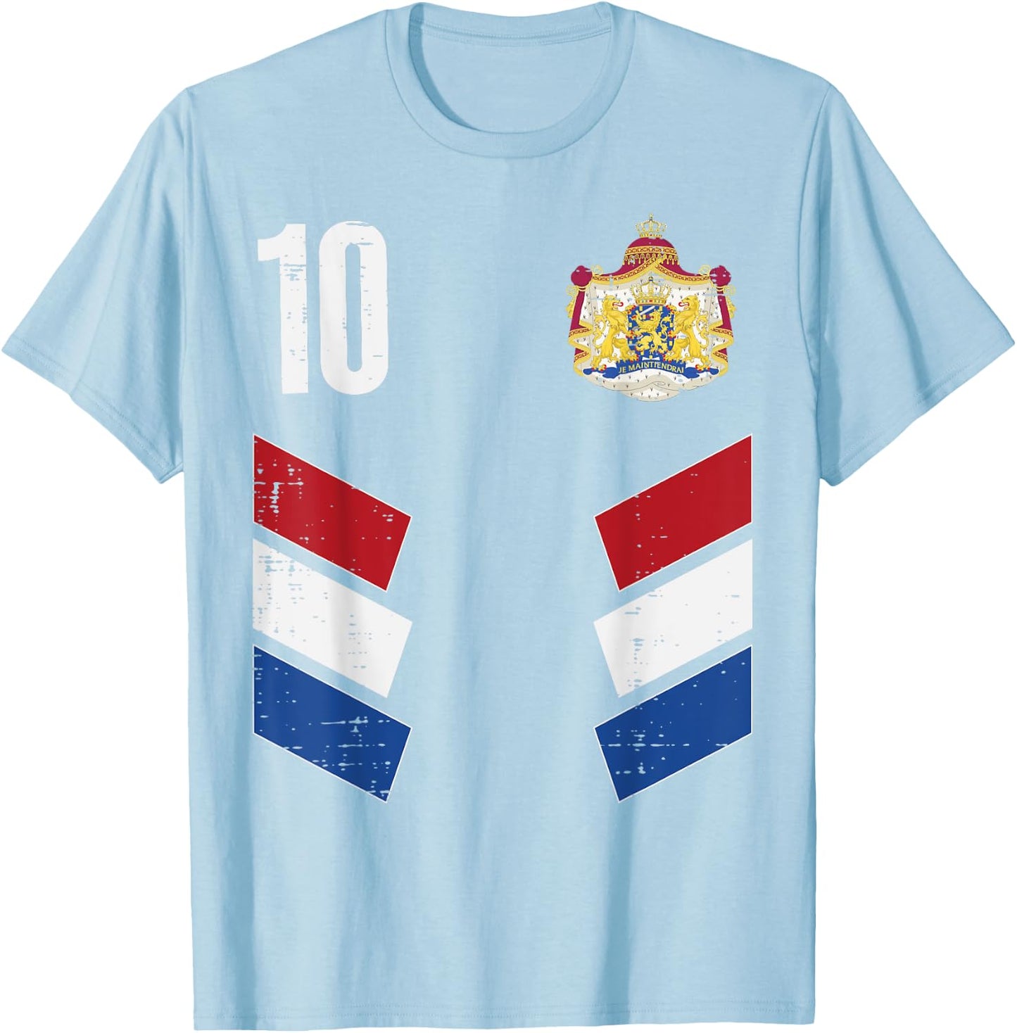Netherlands Flag Number 10 Soccer Fan Men Women Kids Boys T-Shirt - T-Shirt | Light Blue
