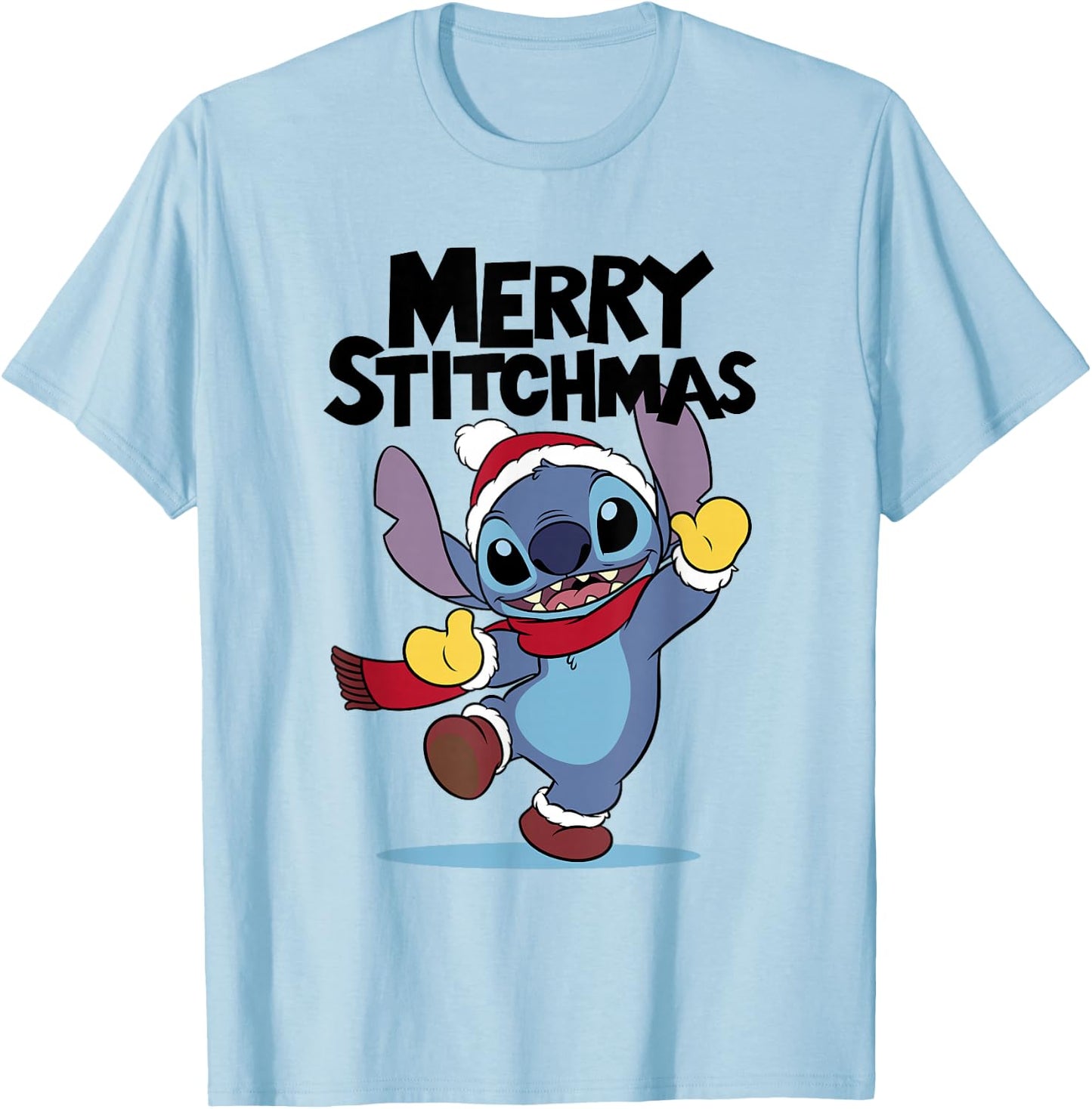 Disney Lilo & Stitch Christmas Merry Stitchmas Playful Shot T-Shirt - T-Shirt | Light Blue