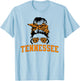 Tennessee State Women's Kids TN Orange Fan Messy Bun Hair T-Shirt - T-Shirt | Light Blue