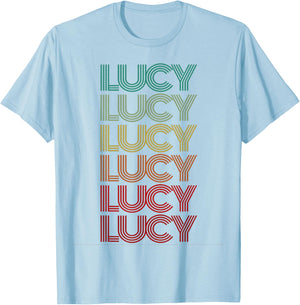 First Name LUCY Girl Retro Personalized Groovy 60s Birthday T-Shirt - T-Shirt | Light Blue