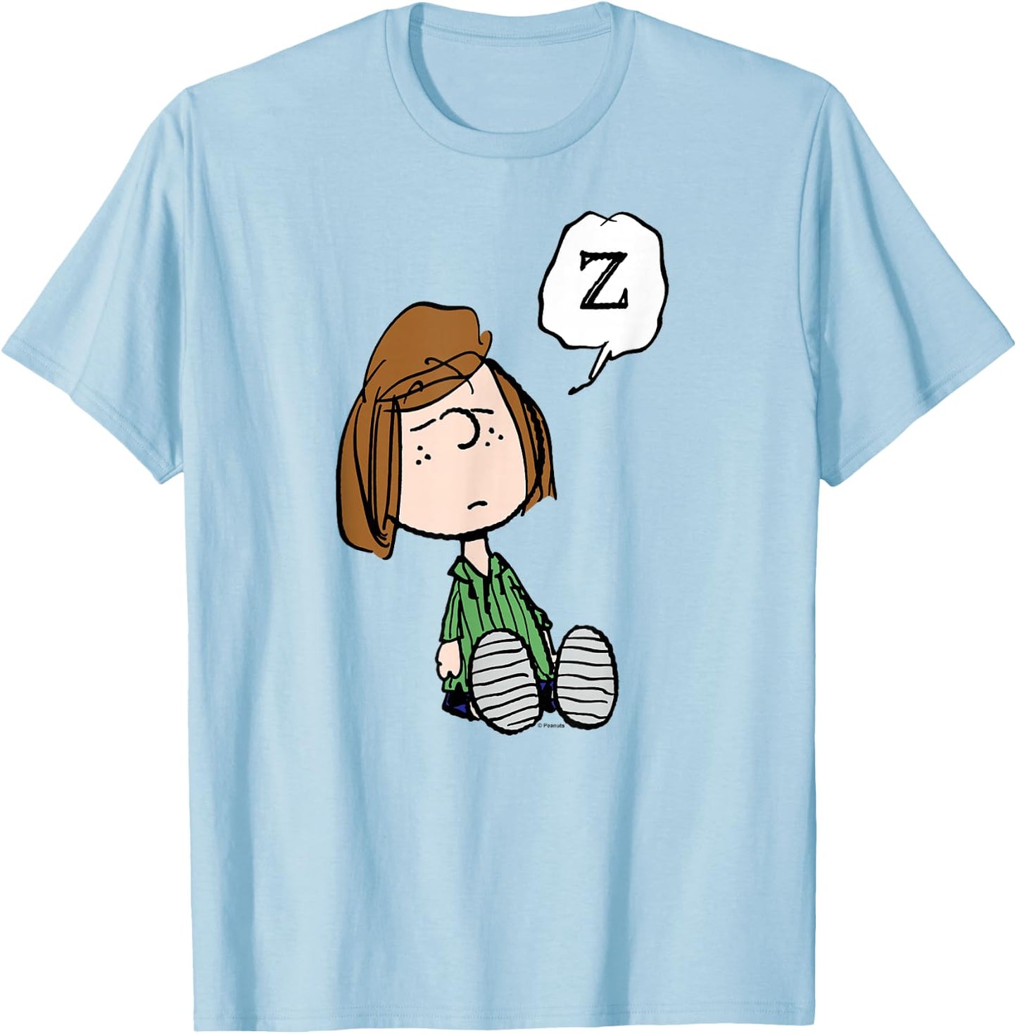 Peanuts Peppermint Patty Doze Blue Cartoon - -Adults, Boys - Short Sleeve, Classic Fit, Small T-Shirt - T-Shirt | Light Blue