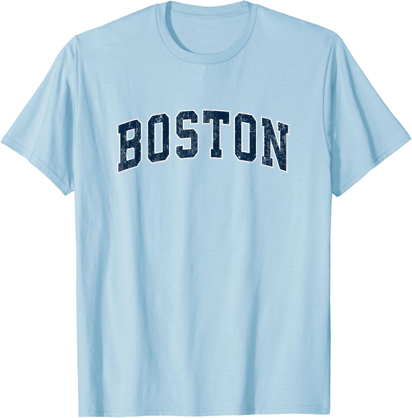 Boston Massachusetts MA Vintage Sports Design Navy Design T-Shirt - T-Shirt | Light Blue