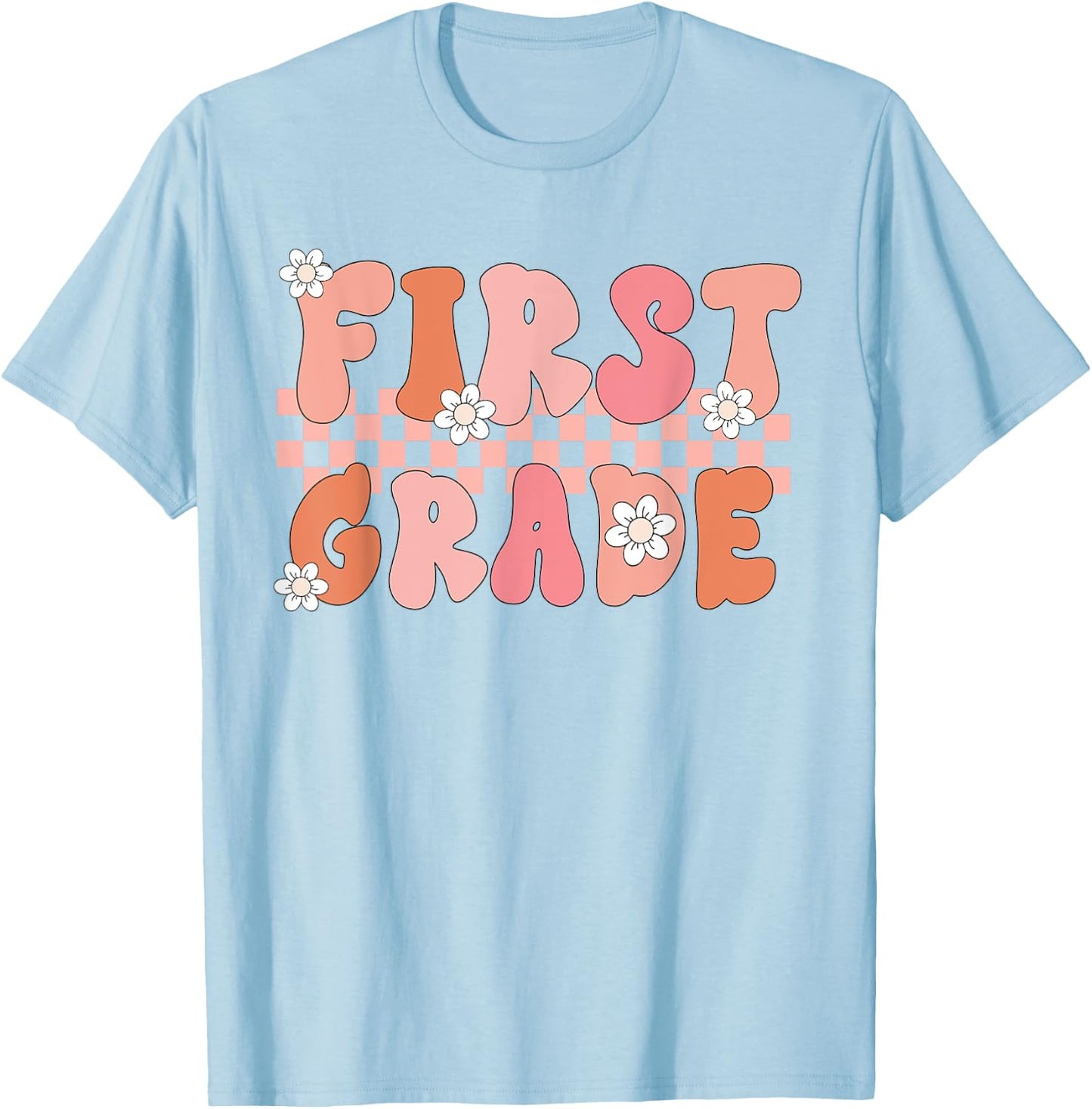 First Grade Teacher Retro Vintage 1st Grade Teacher Team Women Girls Kids T-Shirt - T-Shirt | Light Blue