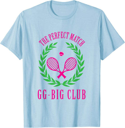 Tennis Match Club Little / GG Big Sorority Reveal T-Shirt - T-Shirt | Light Blue