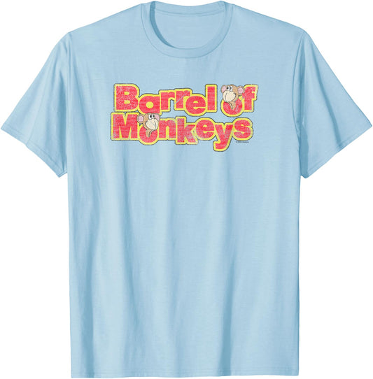 Barrel Of Monkeys Classic Retro Vintage Logo T-Shirt - T-Shirt | Light Blue