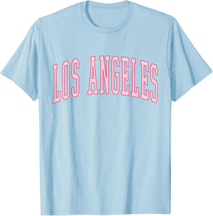 Preppy Varsity Pink Los Angeles T-Shirt - T-Shirt | Light Blue