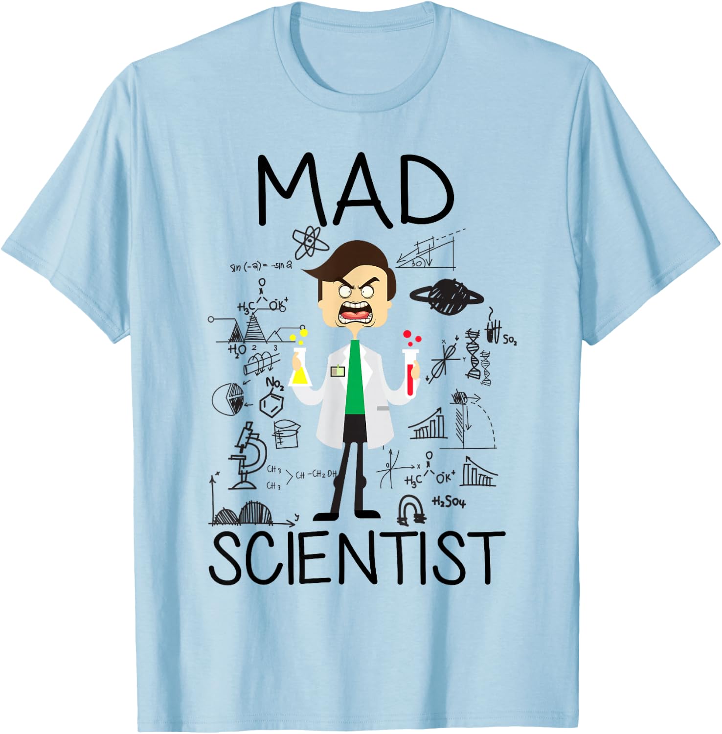Mad Scientist Shirt Kids Boys Youth Funny Science Teacher T-Shirt - T-Shirt | Light Blue