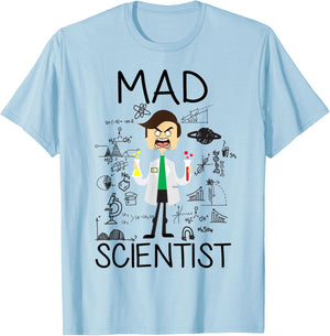 Mad Scientist Shirt Kids Boys Youth Funny Science Teacher T-Shirt - T-Shirt | Light Blue