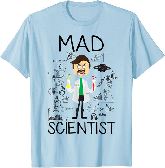 Mad Scientist Shirt Kids Boys Youth Funny Science Teacher T-Shirt - T-Shirt | Light Blue