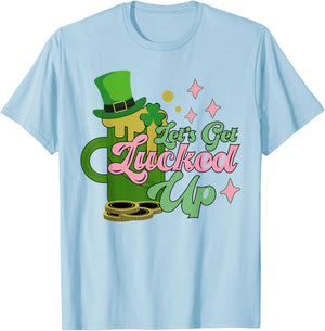 Let's Get Lucked Up Funny Retro St. Patrick's Day T-Shirt - T-Shirt | Light Blue