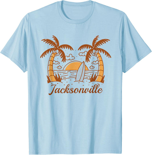 Jacksonville Florida Tropical Beach Vacation T-Shirt - T-Shirt | Light Blue
