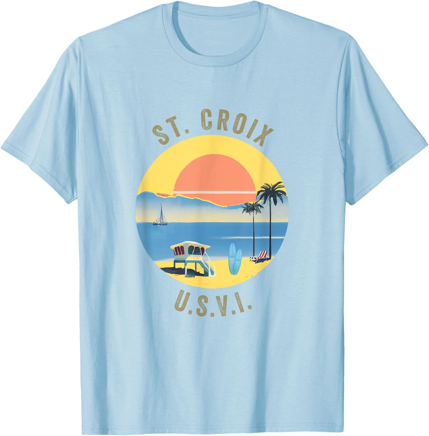 St. Croix Souvenir Apparel - Retro Vintage St. Croix T-Shirt - T-Shirt | Light Blue