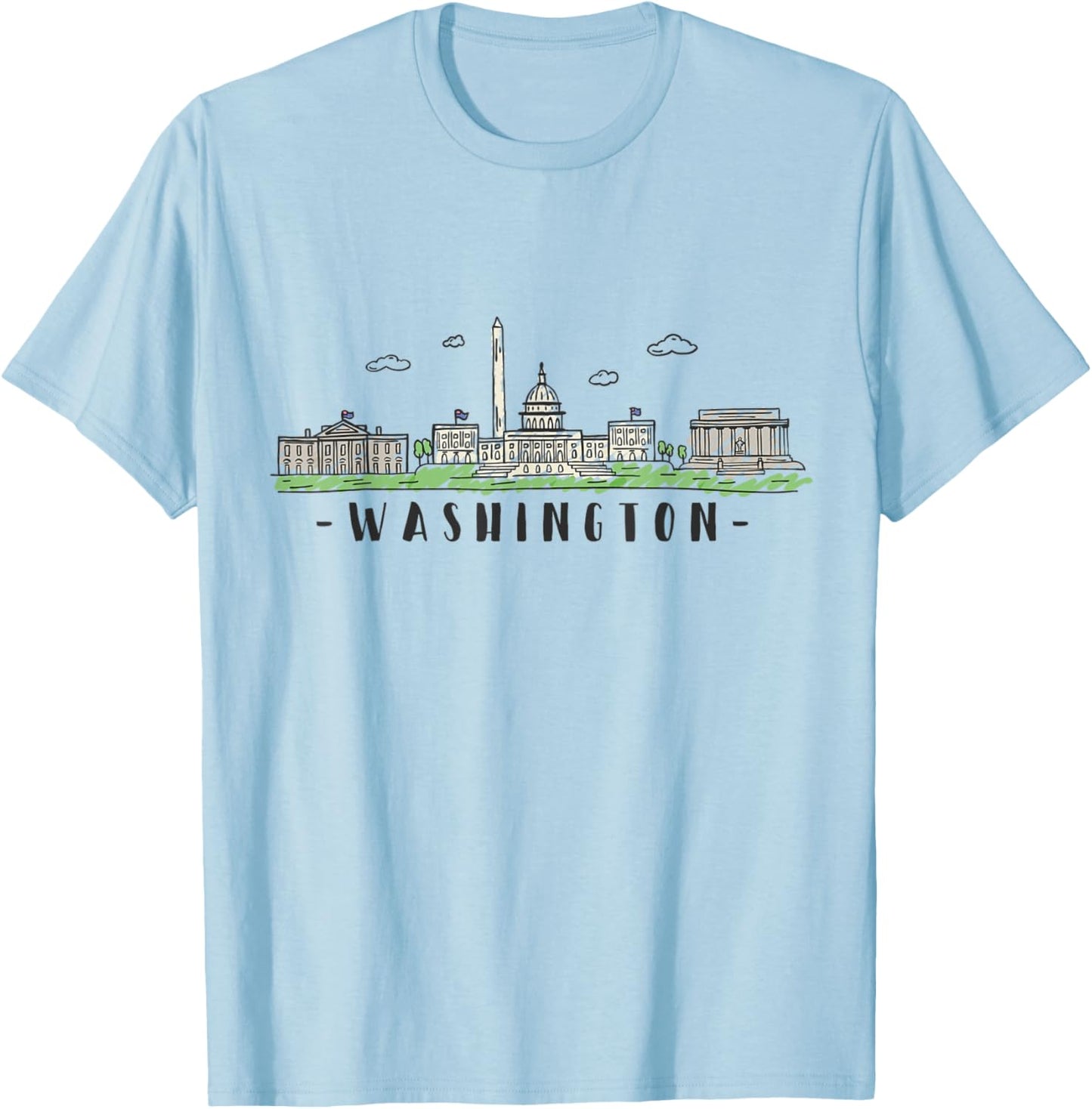 Washington DC Skyline Vintage T-Shirt - T-Shirt | Light Blue