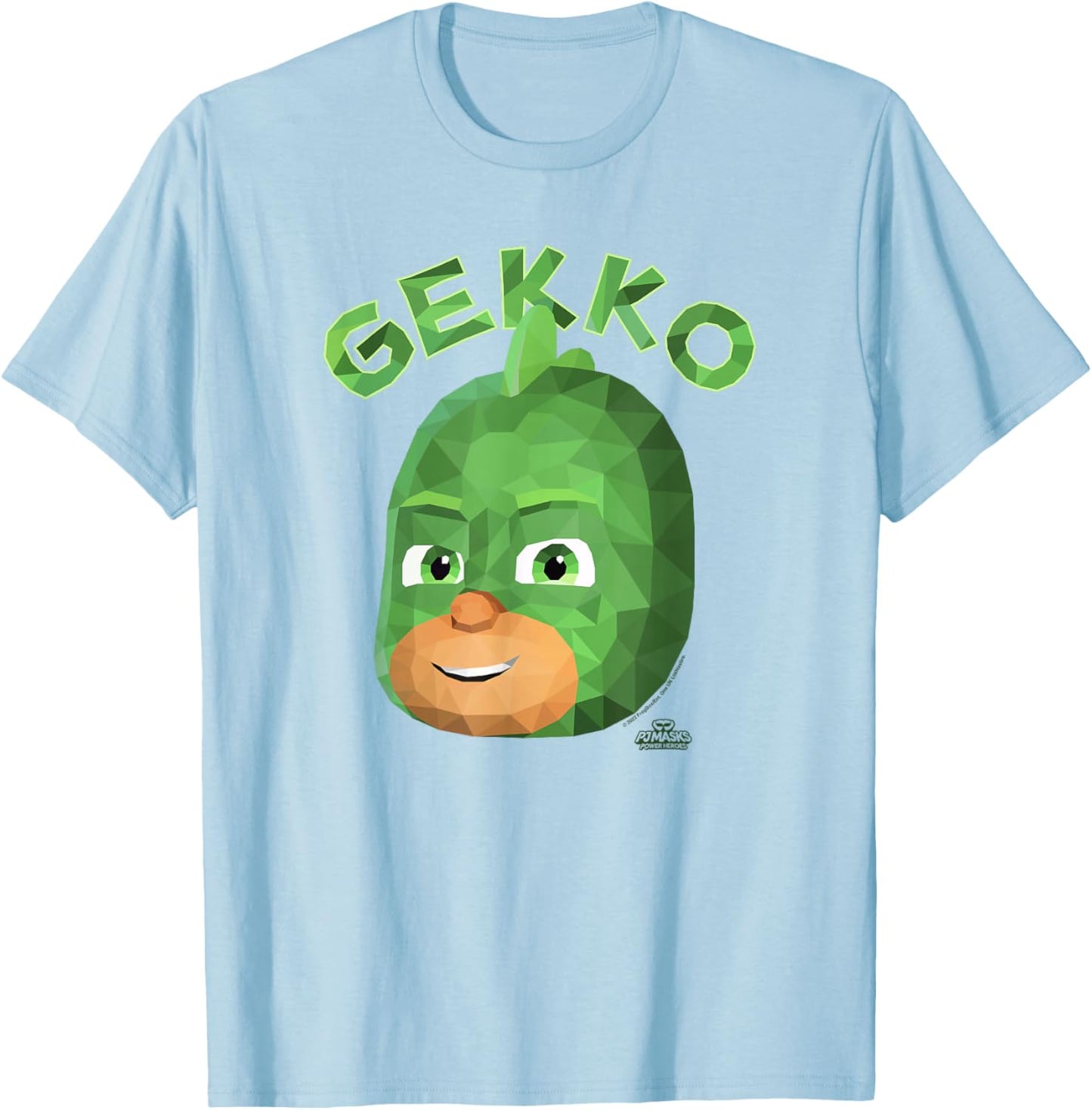 PJ Masks Gekko Power Hero Big Face Art Logo T-Shirt - T-Shirt | Light Blue