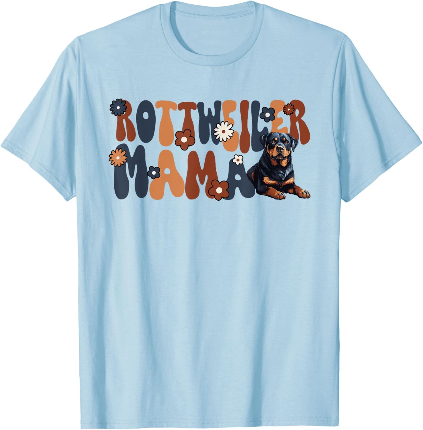 Rottweiler Groovy World's Best Rottweiler Mama T-Shirt - T-Shirt | Light Blue