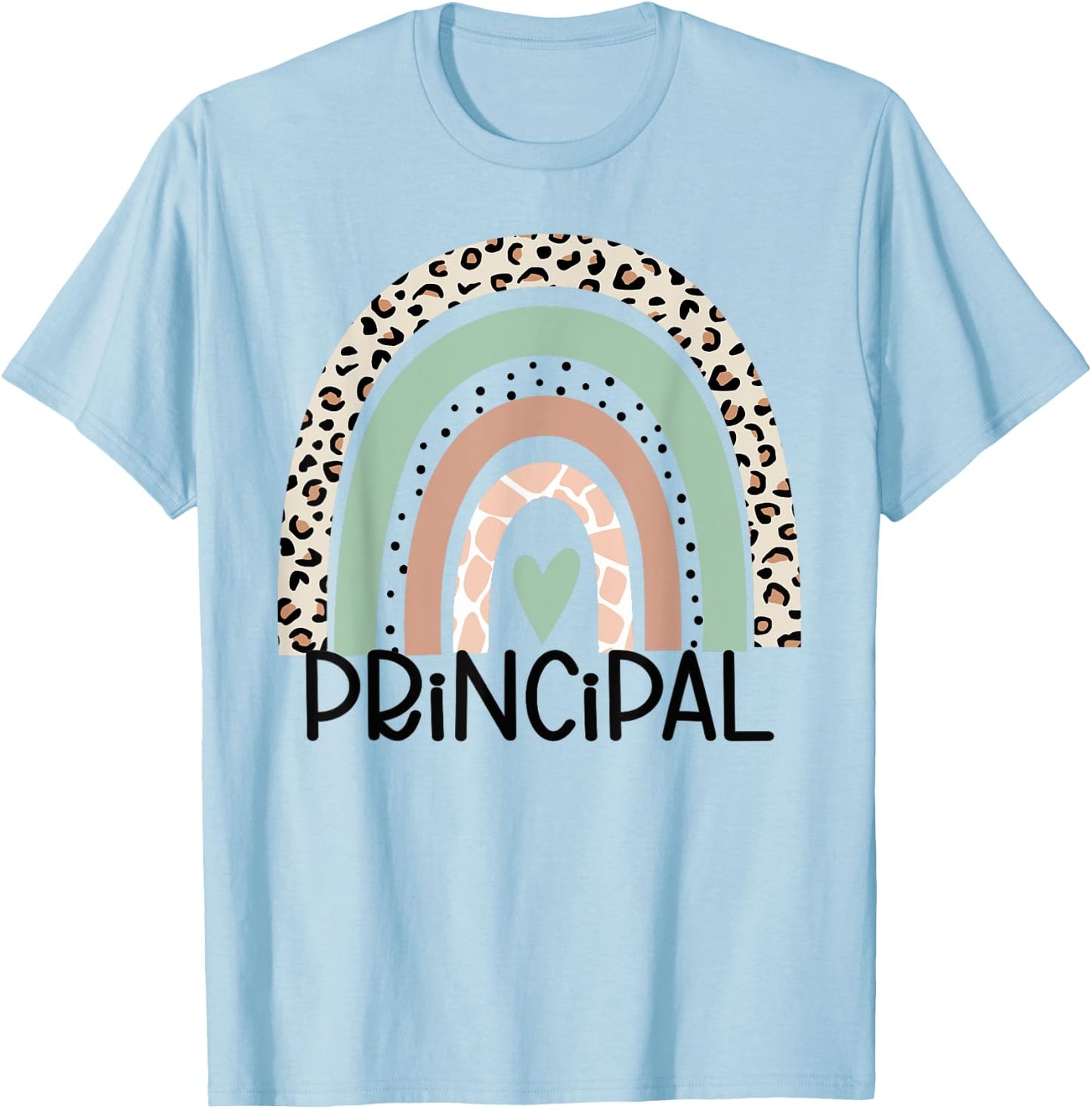 Principal Rainbow Leopard Funny Principal Appreciation T-Shirt - T-Shirt | Light Blue