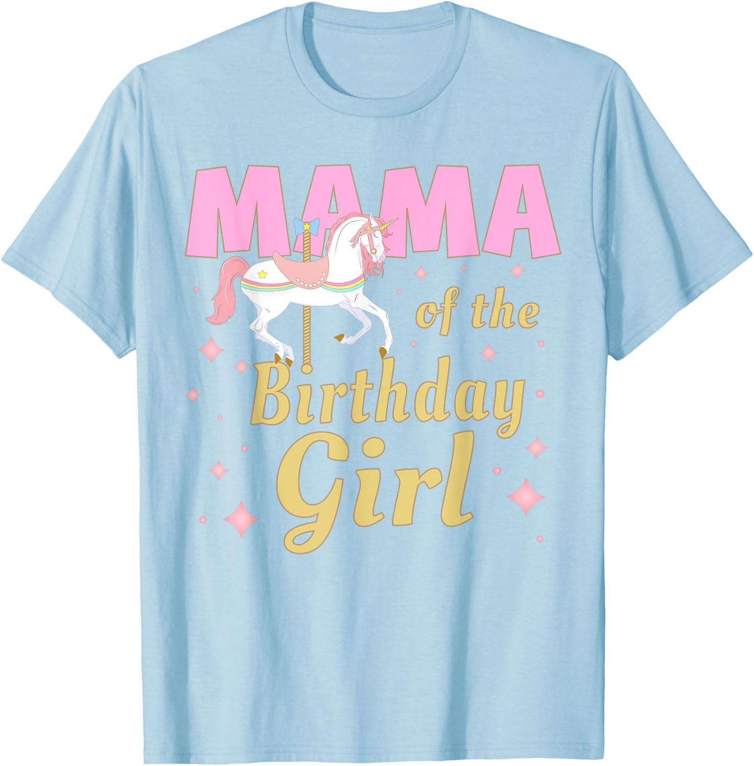Mama Carousel Party 1st First Birthday Girl Family Matching T-Shirt - T-Shirt | Light Blue