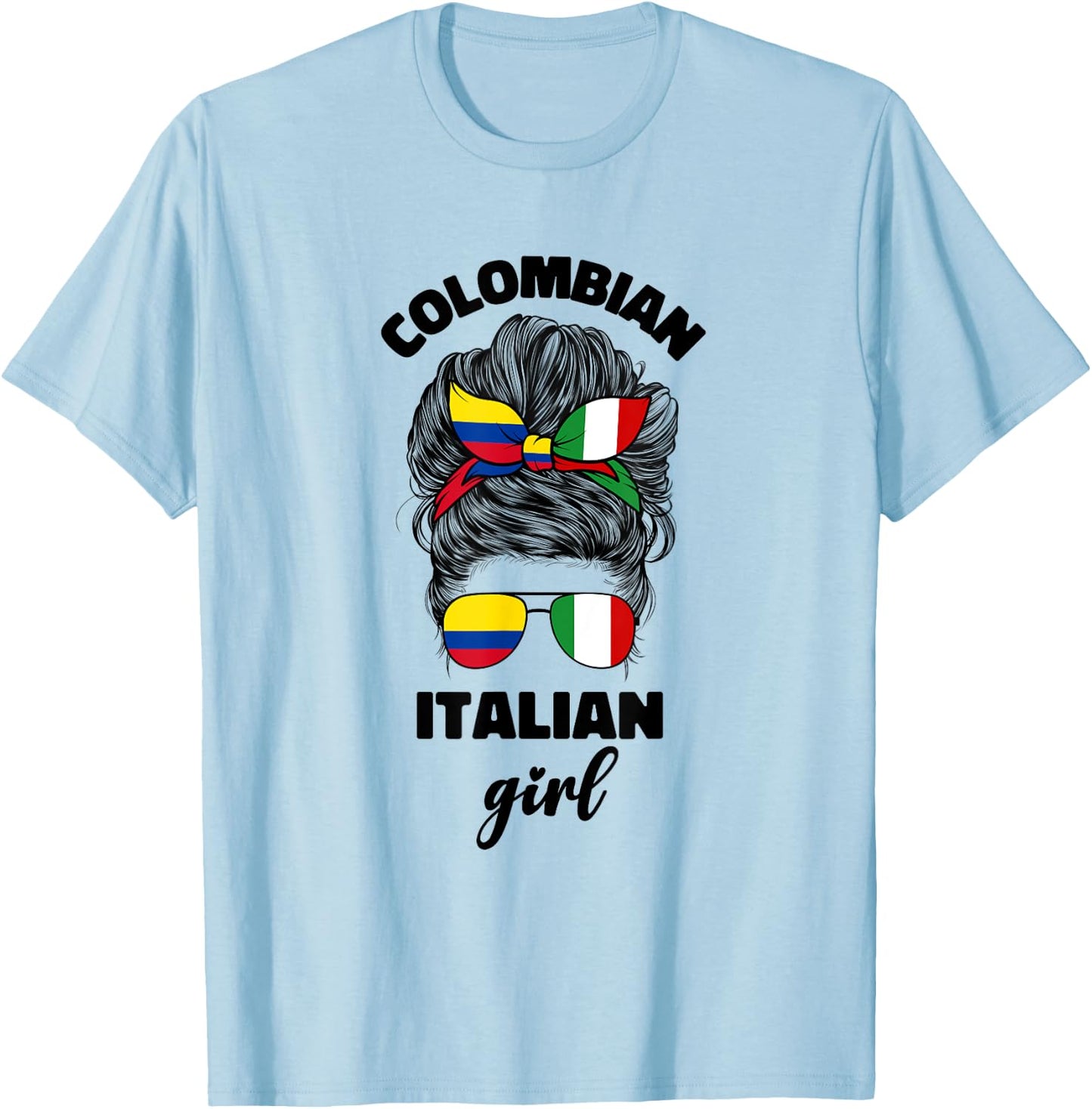 Half Italian And Colombian Colombia Italy Flag Girl Women T-Shirt - T-Shirt | Light Blue