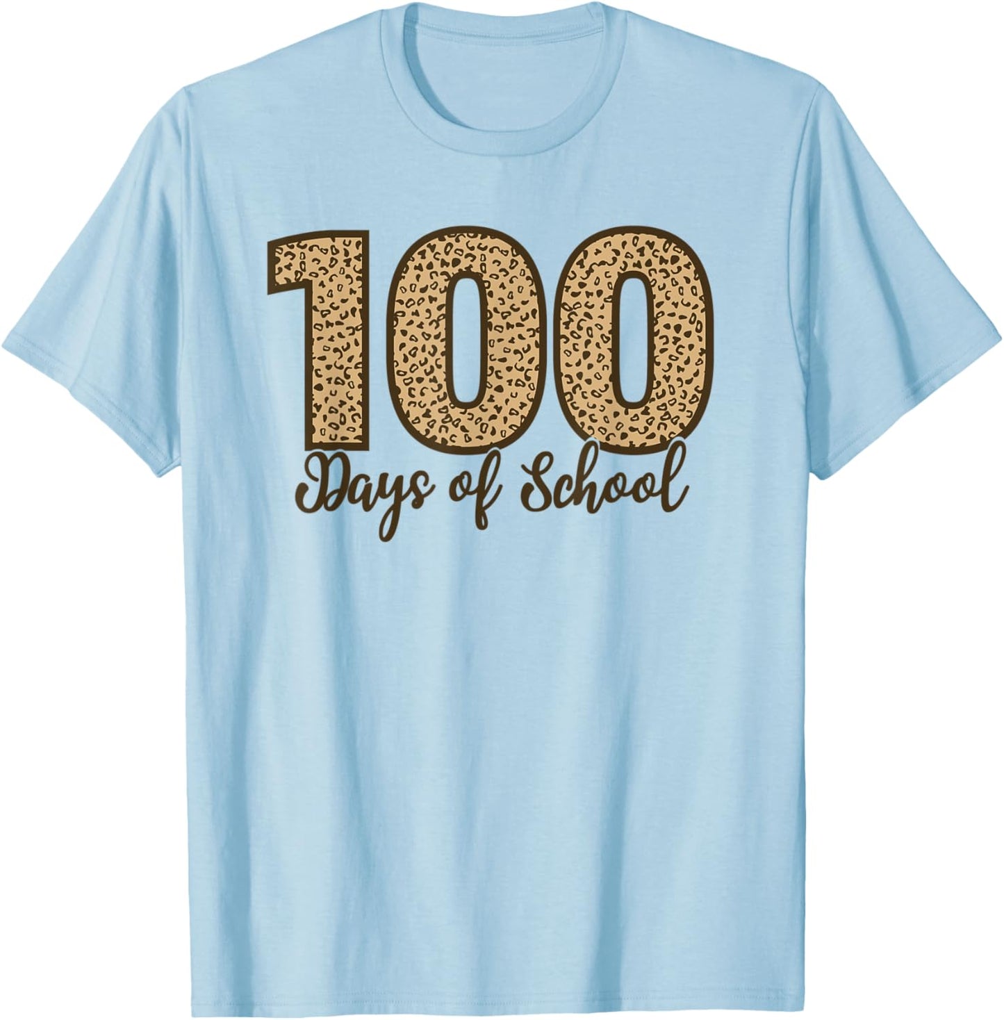 AS Cheetah Leopard 100 Days of School T-Shirt - T-Shirt | Light Blue