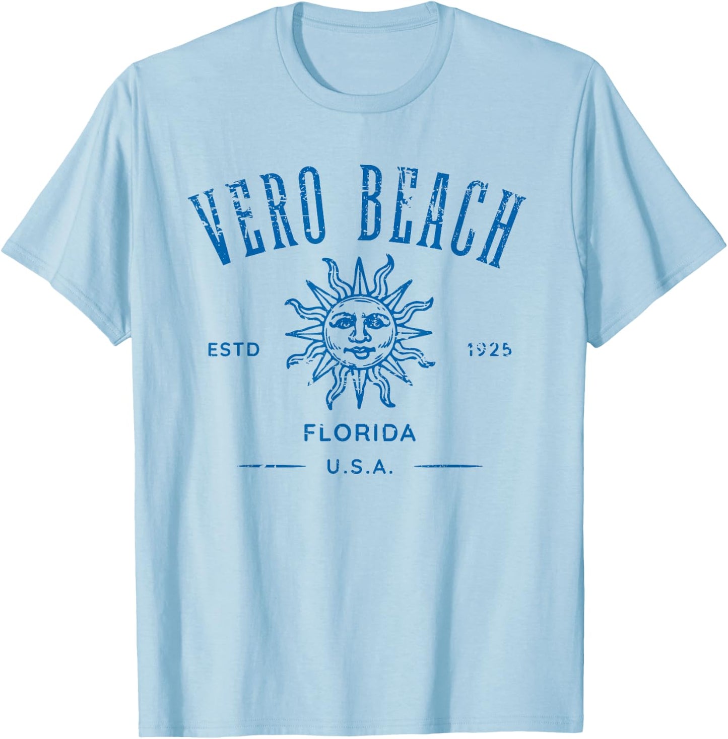 Vero Beach Florida Vintage Distressed Style Design Souvenir T-Shirt - T-Shirt | Light Blue