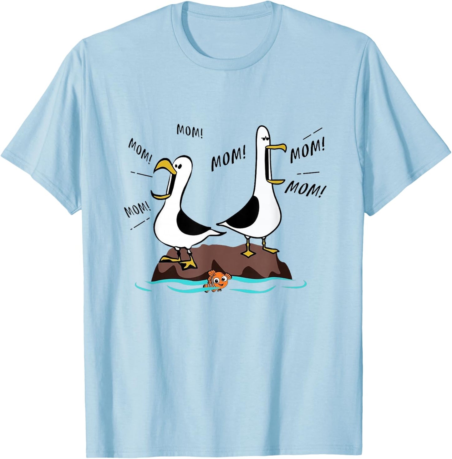 Mom Mom Mom Seagull Family Mother T-Shirt - T-Shirt | Light Blue