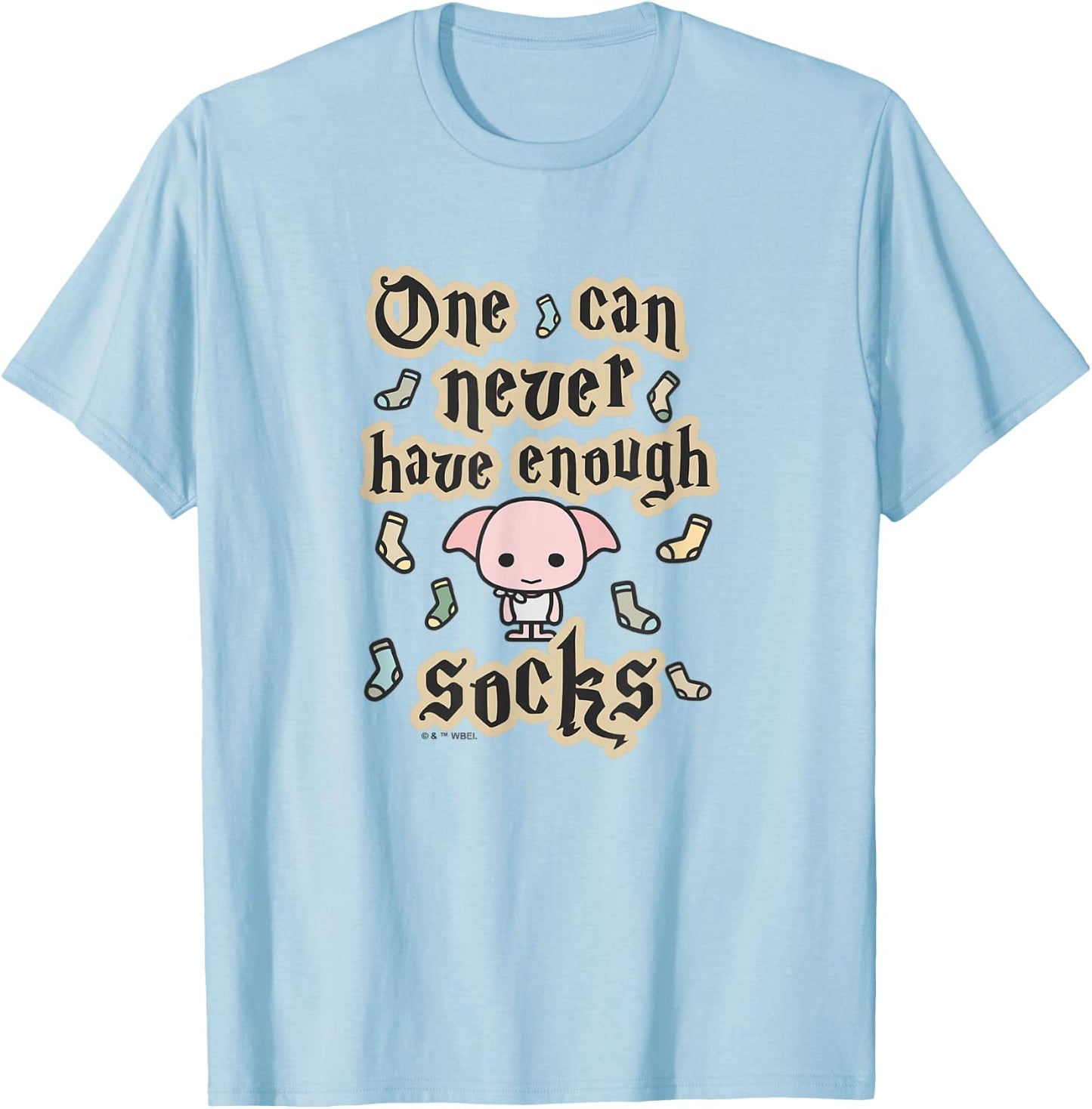 Harry Potter Cute Dobby One Can Never Have Enough Socks T-Shirt - T-Shirt | Light Blue