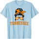 Tennessee State Women's Kids TN Orange Fan Messy Bun Hair T-Shirt - T-Shirt | Light Blue