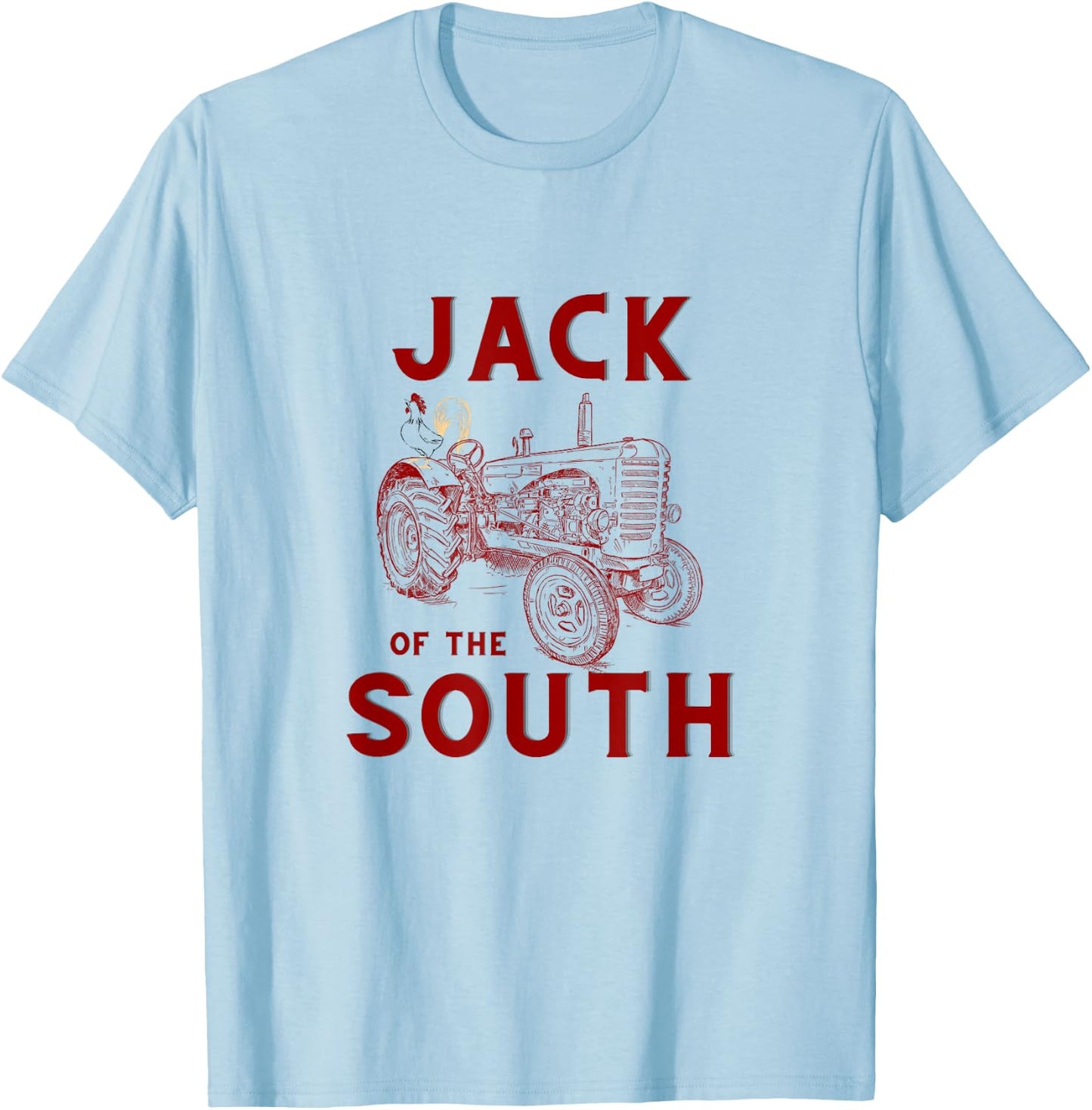 Jack of the South Chicken on Red Tractor Farm Life T-Shirt - T-Shirt | Light Blue