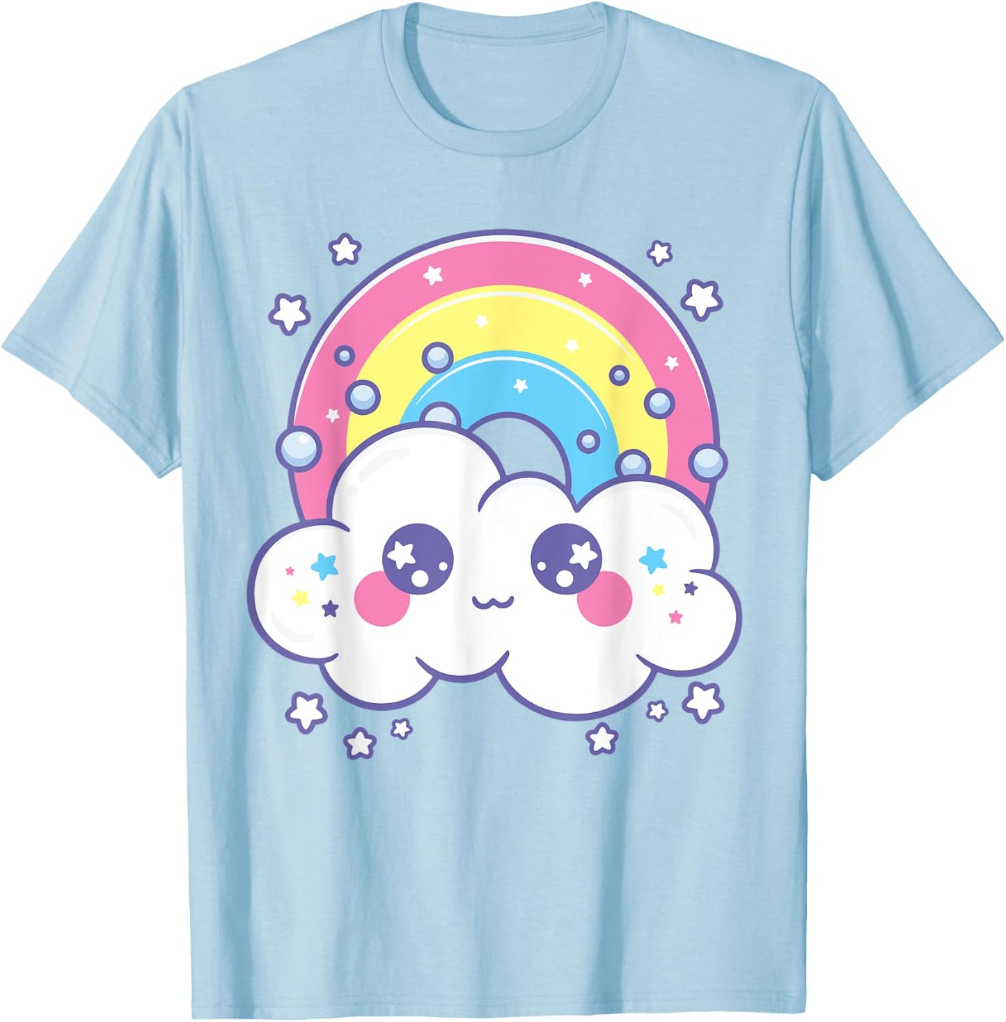 Kidcore Aesthetic Kawaii Pastel Rainbow Cloud Alt Clothing T-Shirt - T-Shirt | Light Blue