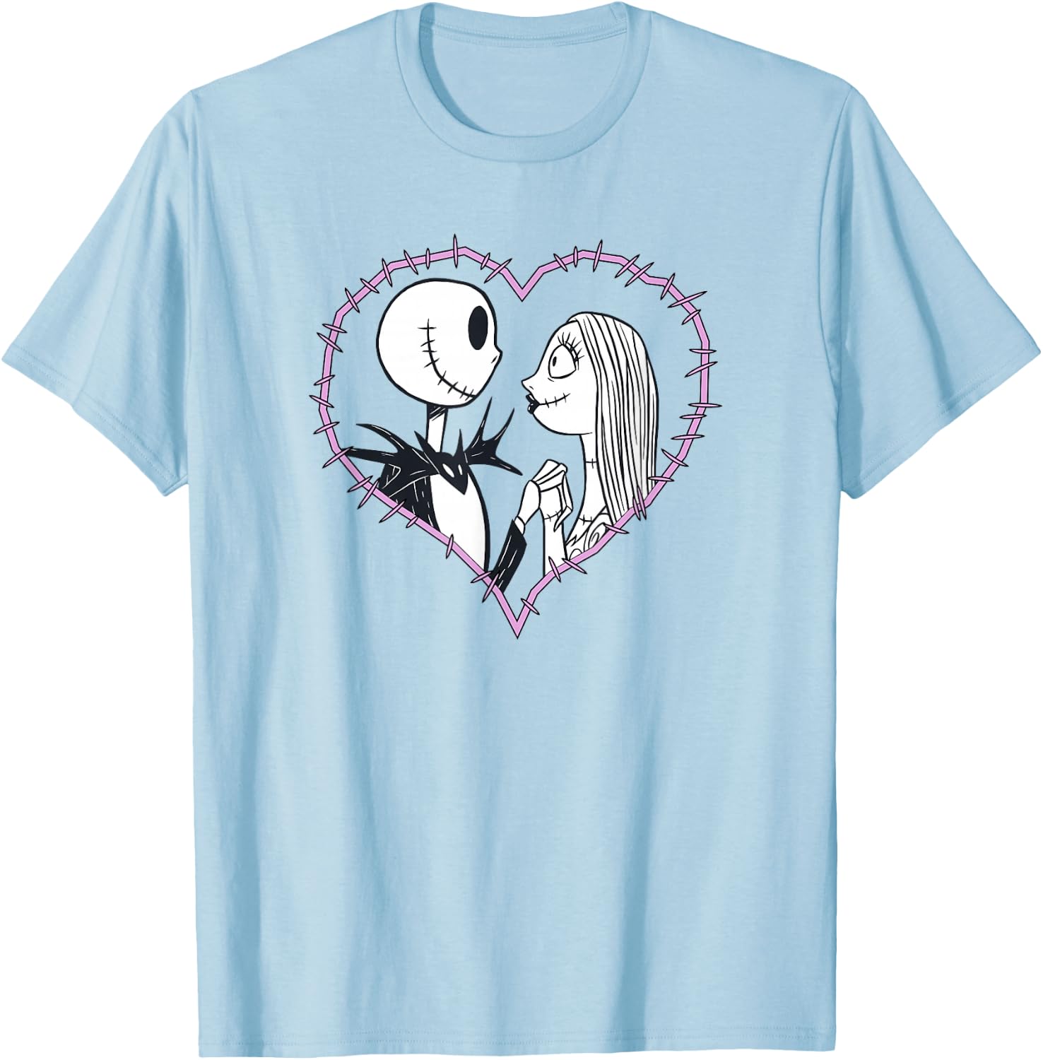 Disney The Nightmare Before Christmas Jack & Sally Heart T-Shirt - T-Shirt | Light Blue