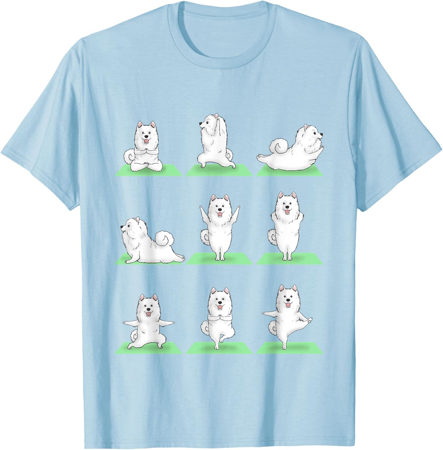 Samoyed Dog Yoga Pose Zen Workout Exercise Yogi Cute Funny T-Shirt - T-Shirt | Light Blue