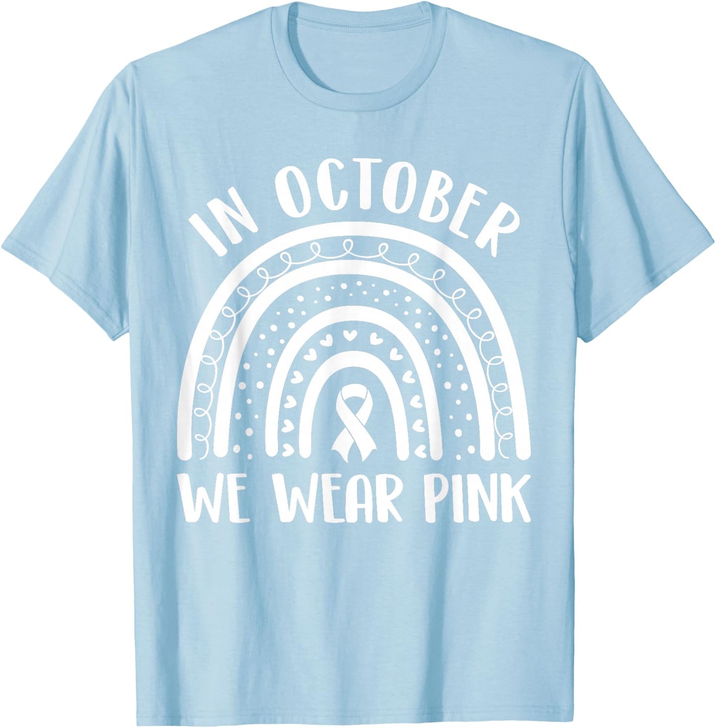 Breast Cancer Awareness Month Rainbow Kids Men & Pink T-Shirt - T-Shirt | Light Blue