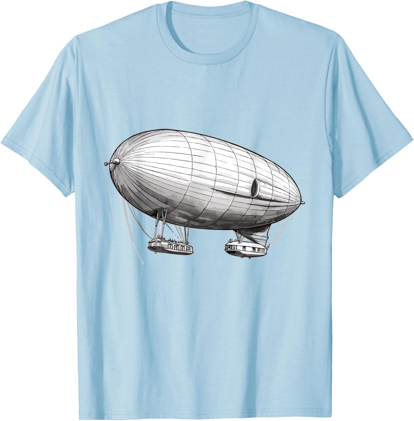 Retro Zeppelin 70s 80s Dirigible Airship Zepelin Zepplin T-Shirt - T-Shirt | Light Blue