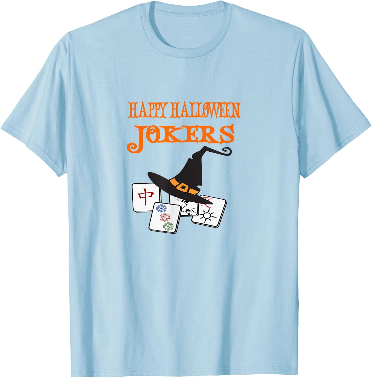 Funny Mahjong Happy Halloween Jokers Tile Game T-Shirt - T-Shirt | Light Blue