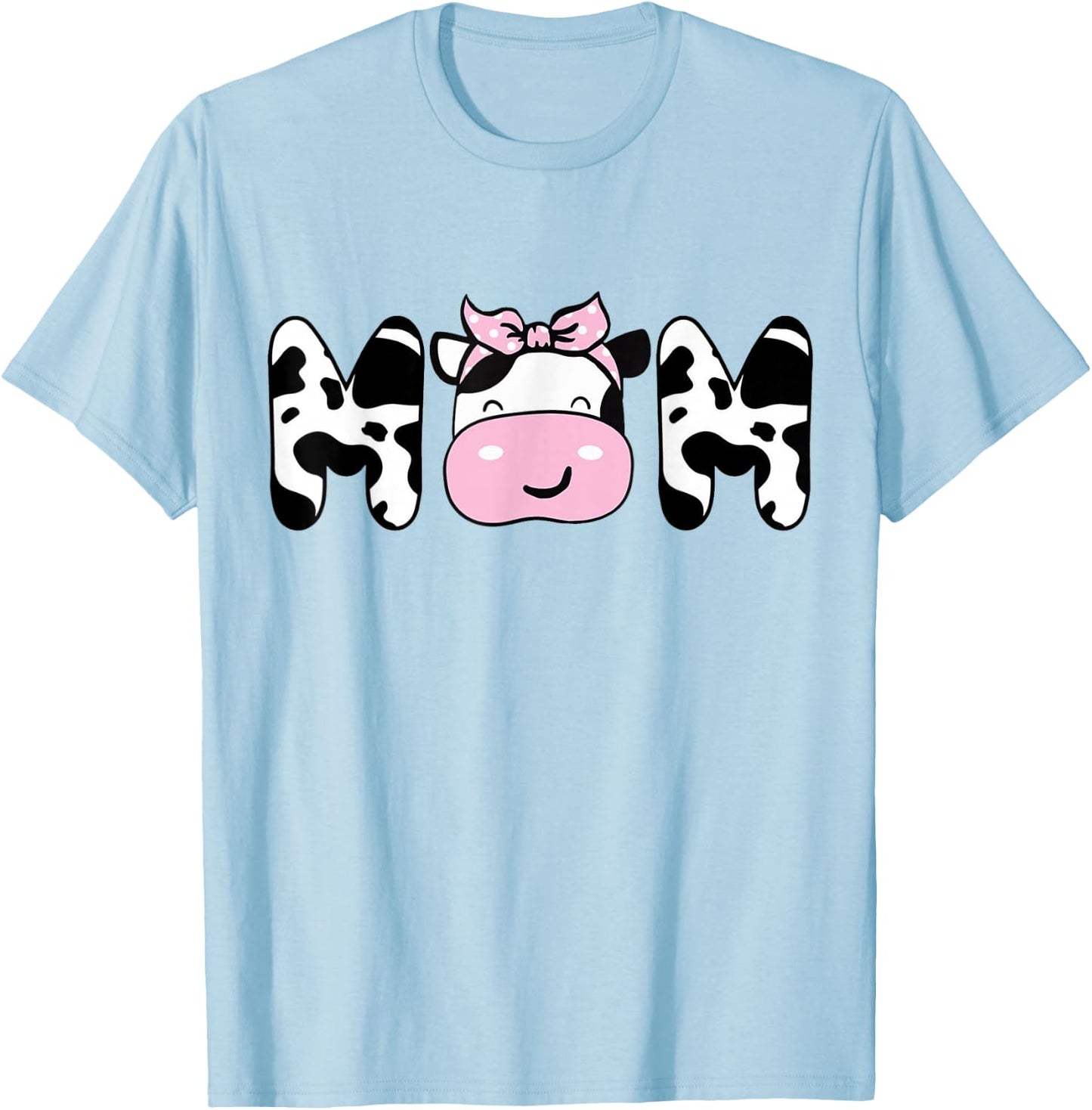 Mom of The Birthday Girl Funny Cow Mom Mama Bday Matching T-Shirt - T-Shirt | Light Blue