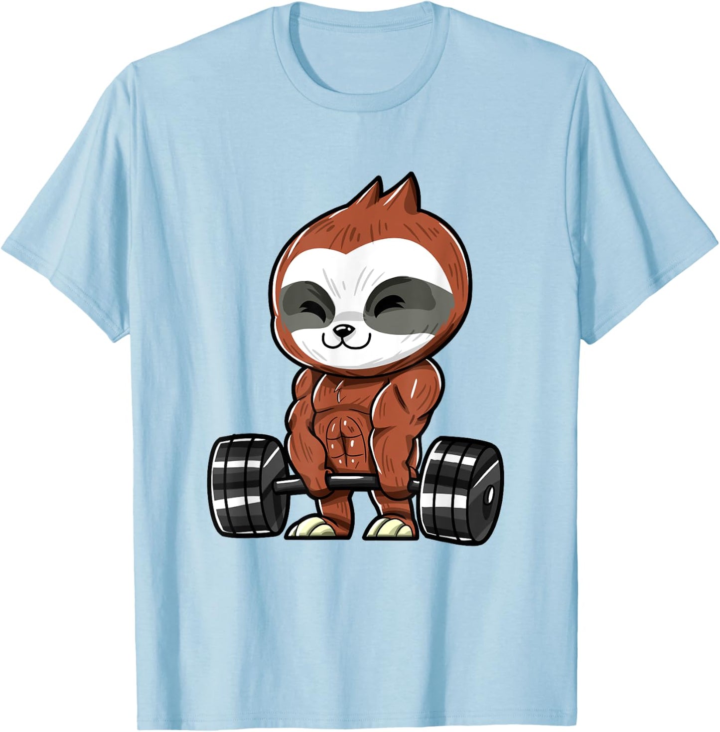 Funny Workout Gym Sloth Fitness Bodybuilding T-Shirt - T-Shirt | Light Blue