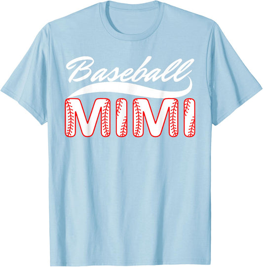 Baseball Mimi Women Family Matching Mimi Baseball Mother T-Shirt - T-Shirt | Light Blue
