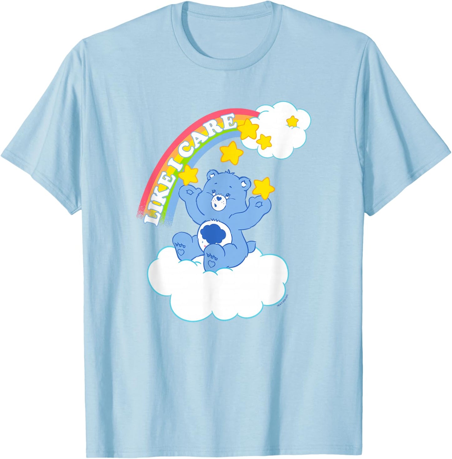 Care Bears Grumpy Bear Like I Care Sassy Rainbow Portrait T-Shirt - T-Shirt | Light Blue