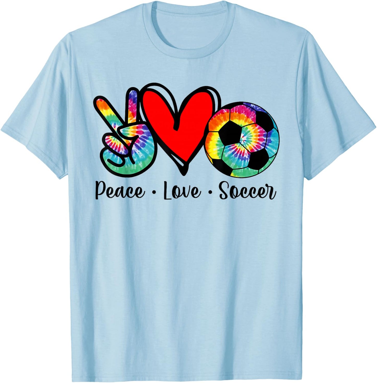 Peace Love Soccer Tie Dye Design Women Teen Girls Toddler T-Shirt - T-Shirt | Light Blue