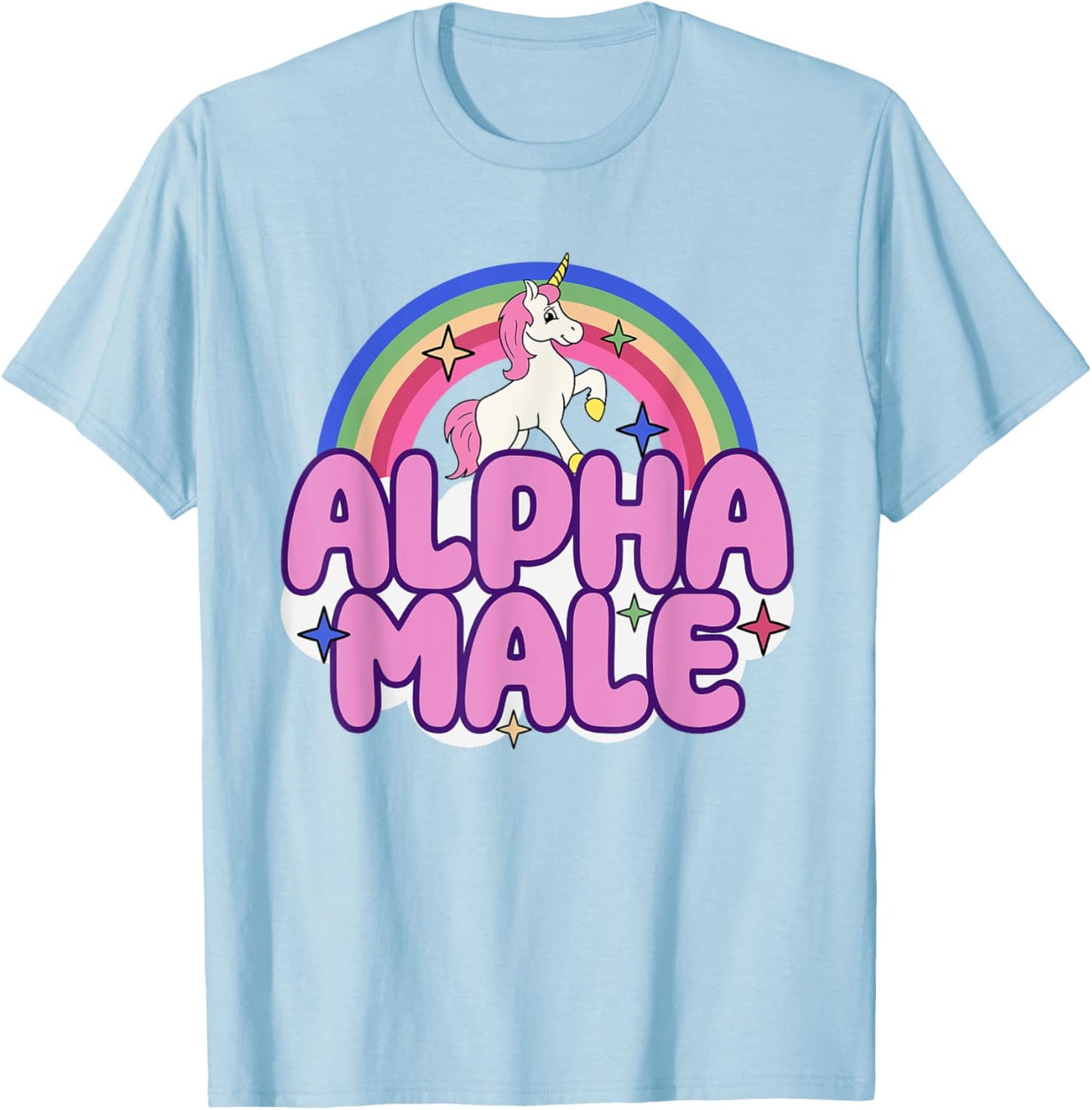 Ironic Alpha Male Unicorn Funny Sarcastic Hilarious Meme T-Shirt - T-Shirt | Light Blue